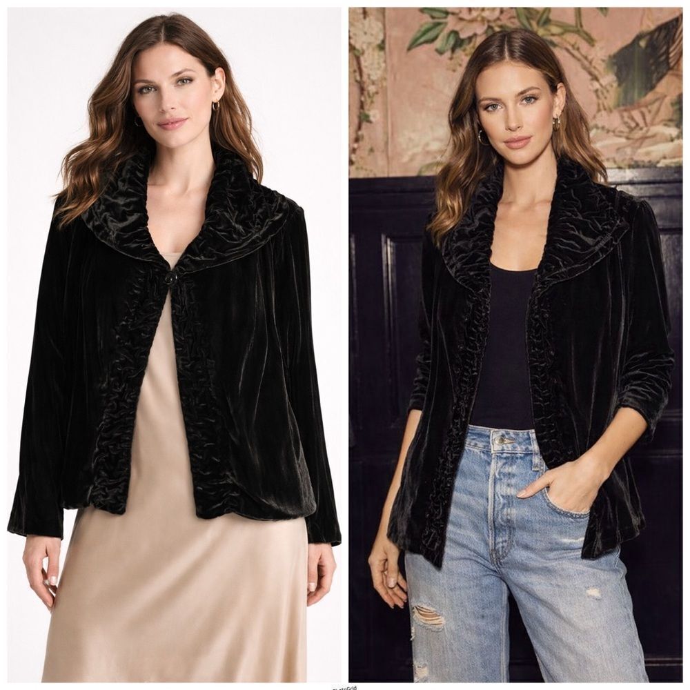 Revolve Eileen Fisher Black Velvet Blazer Jacket